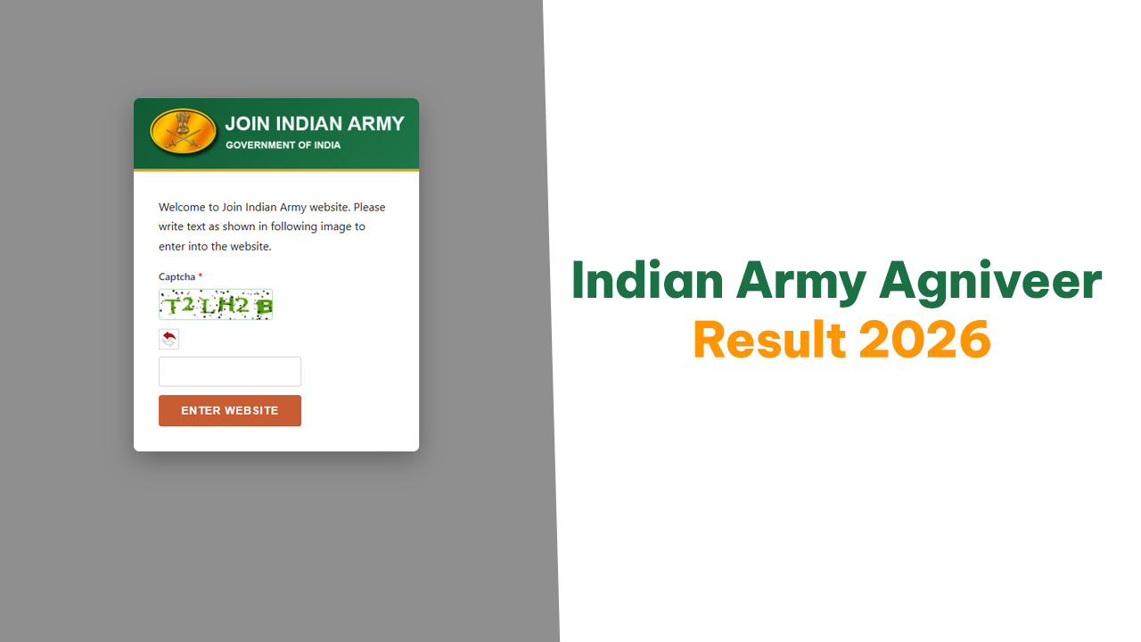 Indian Army Agniveer Result 2026 merit list download page on the official portal.