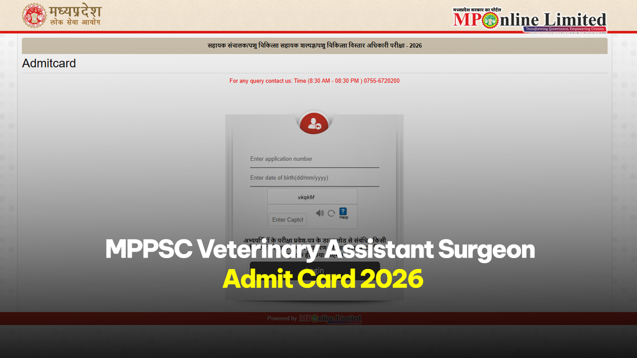 MPPSC Veterinary Assistant Surgeon Admit Card 2026 official download portal interface