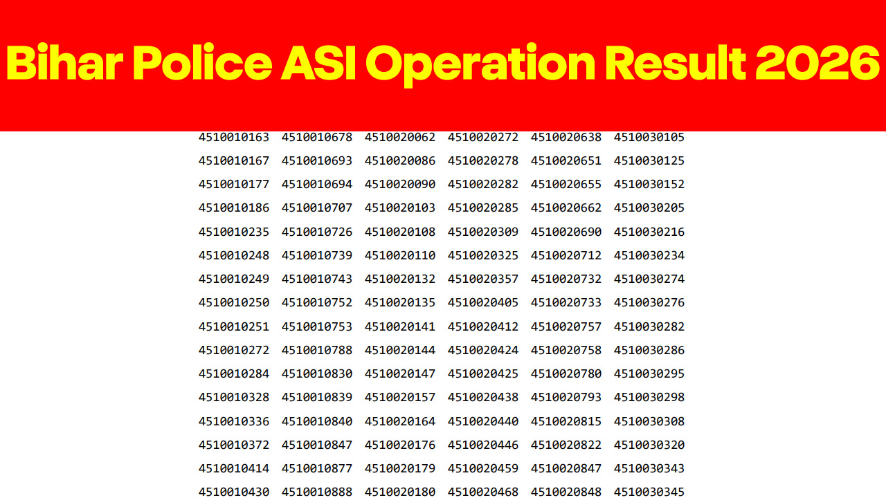 BPSSC official website homepage displaying the Bihar Police ASI Operation Result 2026 link for 462 Assistant Sub-Inspector vacancies.
