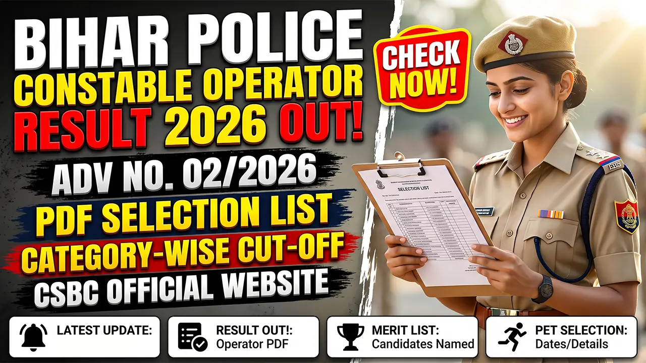 CSBC Bihar Police Constable Operator Result 2026 official website homepage