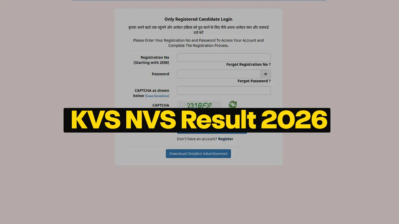 KVS NVS Tier 2 Result 2026 download link page on the official website.