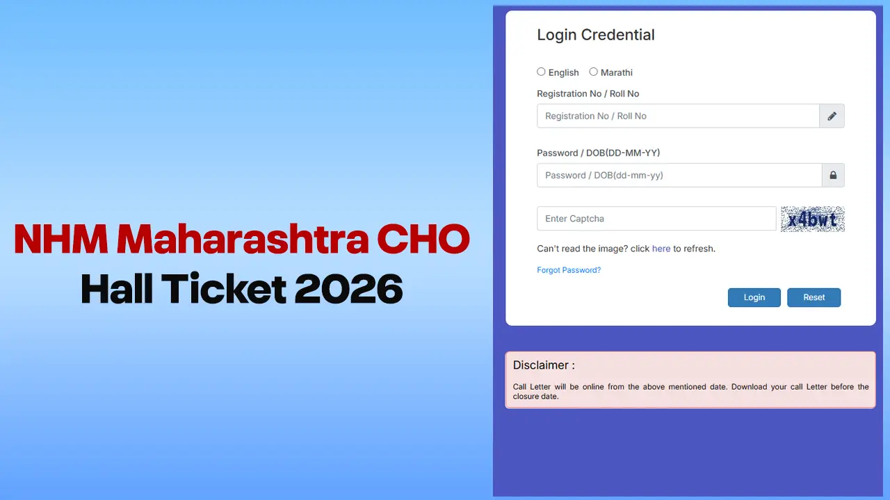 NHM Maharashtra CHO Hall Ticket 2026 download portal on the official website.