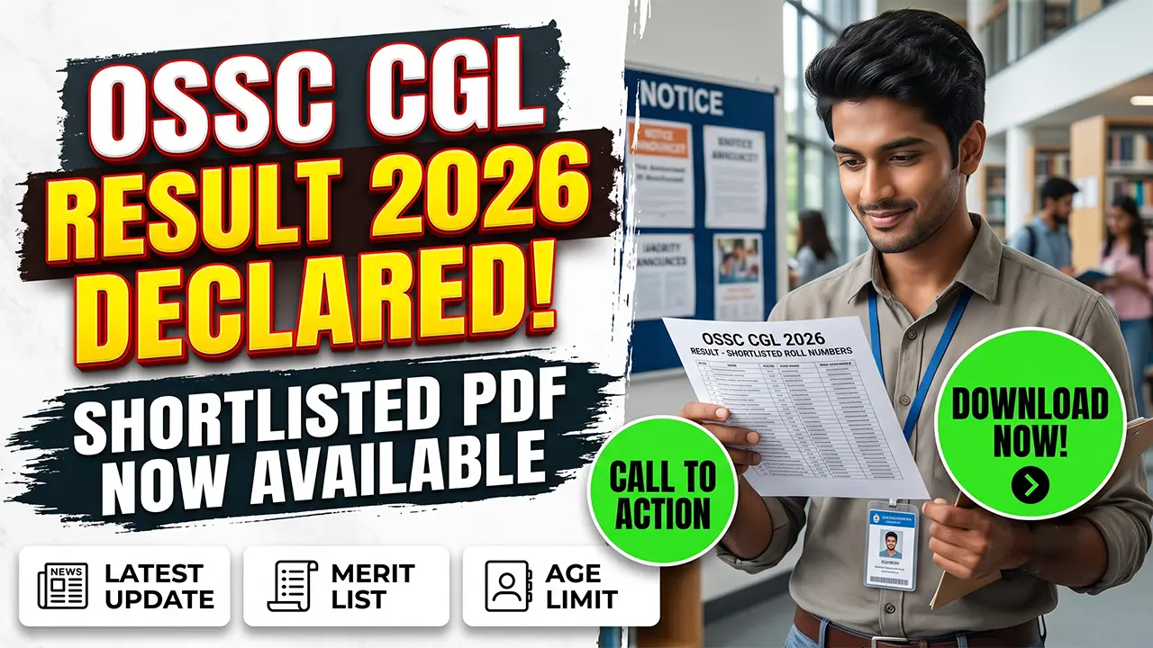 OSSC CGL Result 2026 download page on the official Odisha Staff Selection Commission website