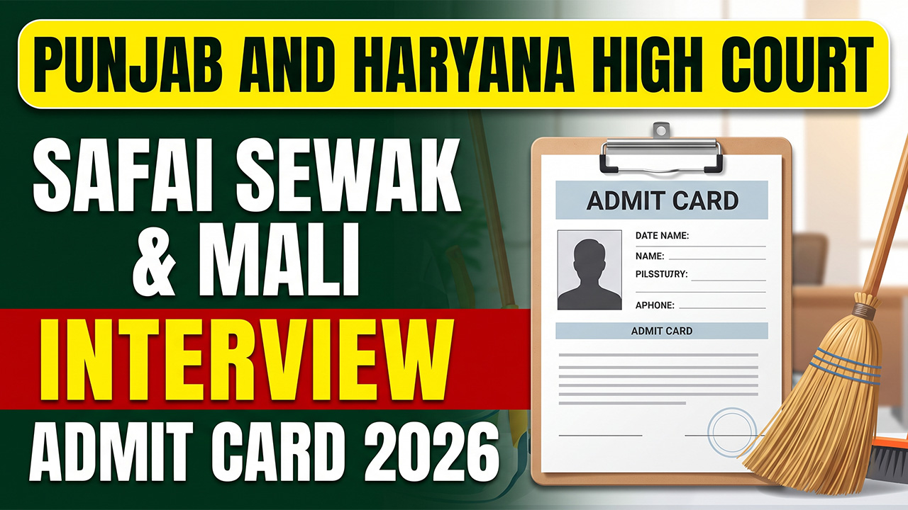 Punjab and Haryana High Court Safai Sewak and Mali Interview Admit Card 2026 download page on official website.