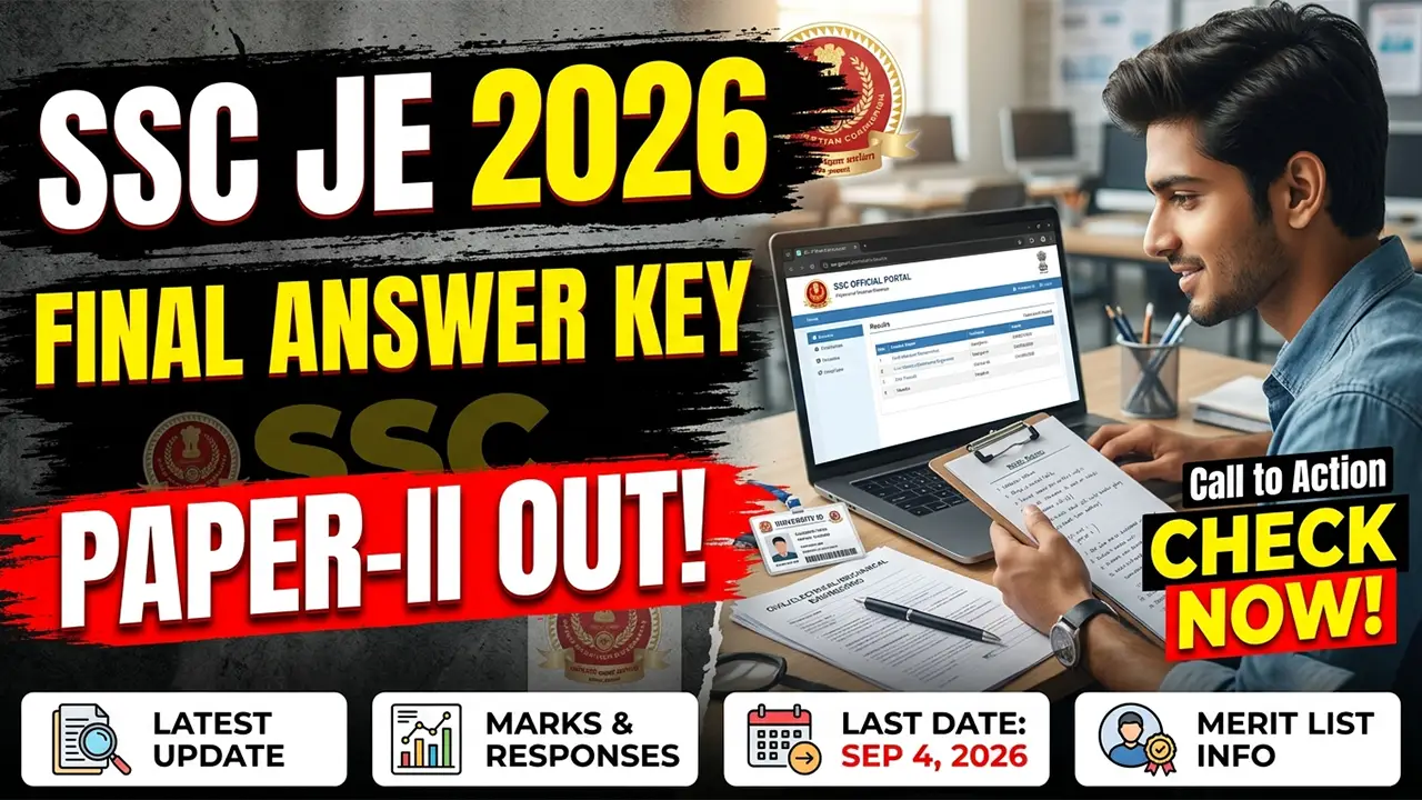 Staff Selection Commission official website homepage showing the SSC JE Final Answer Key 2026 download portal