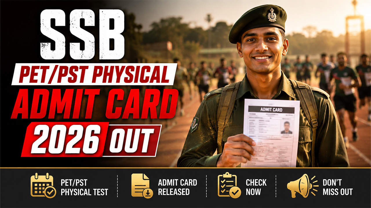 SSB PET PST Admit Card 2026 download portal on official website