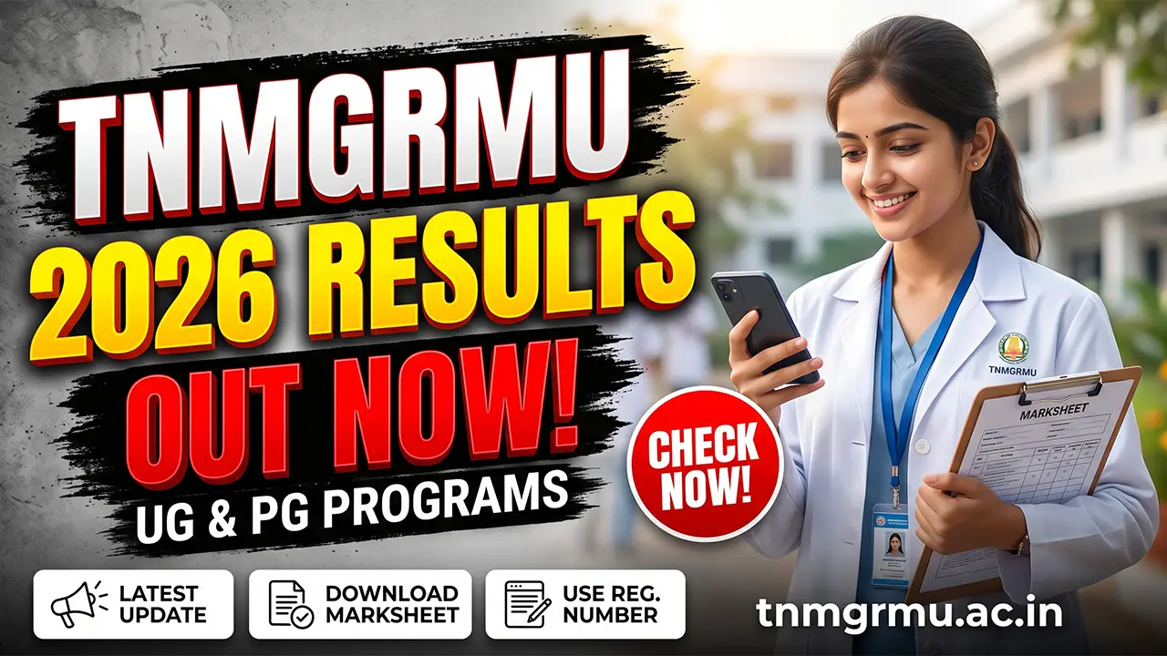Tamilnadu Dr MGR Medical University official campus building for TNMGRMU result 2026 announcement