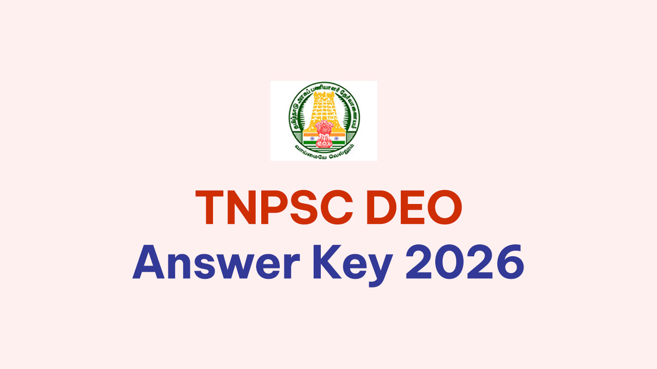 Official portal of the Tamil Nadu Public Service Commission displaying the TNPSC DEO Answer Key 2026 download link.