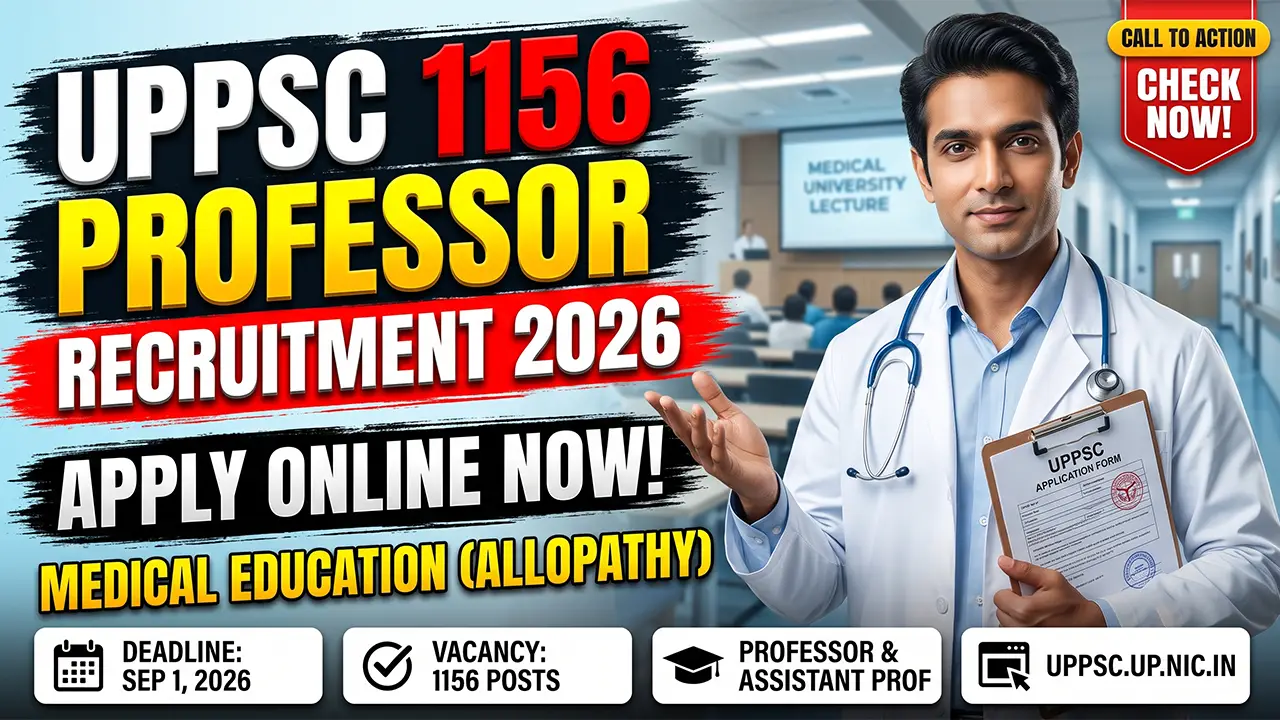 UPPSC Recruitment 2026 official notification banner for Medical Professor and Assistant Professor vacancies