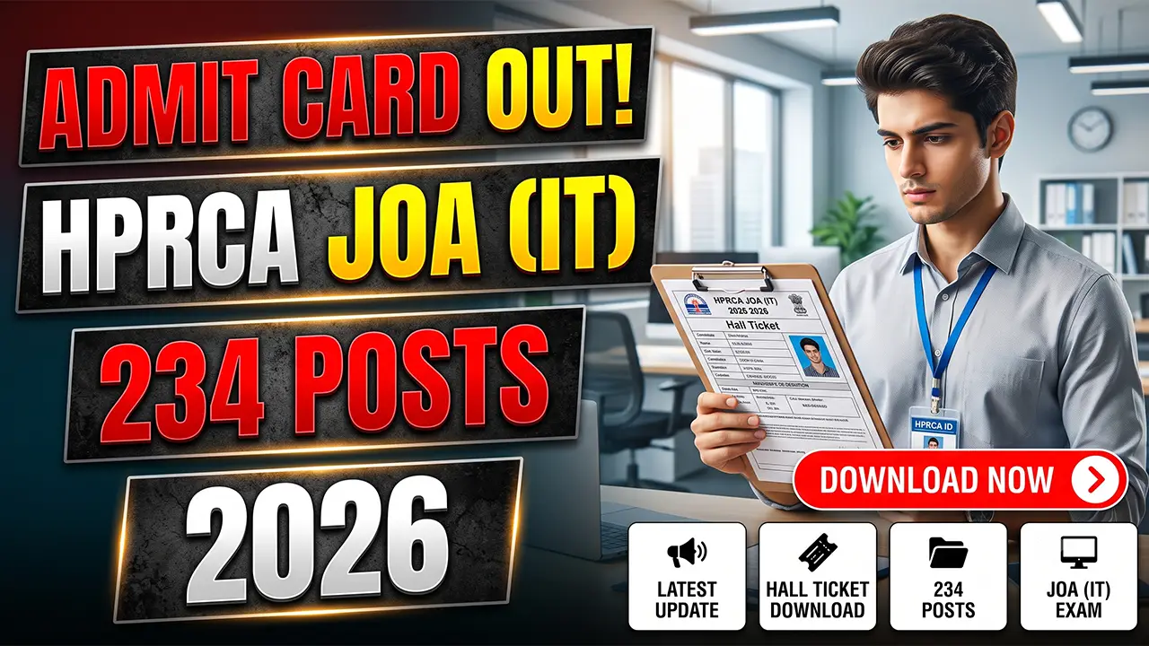 HPRCA JOA Admit Card 2026 download portal on the official Himachal Pradesh Rajya Chayan Aayog website