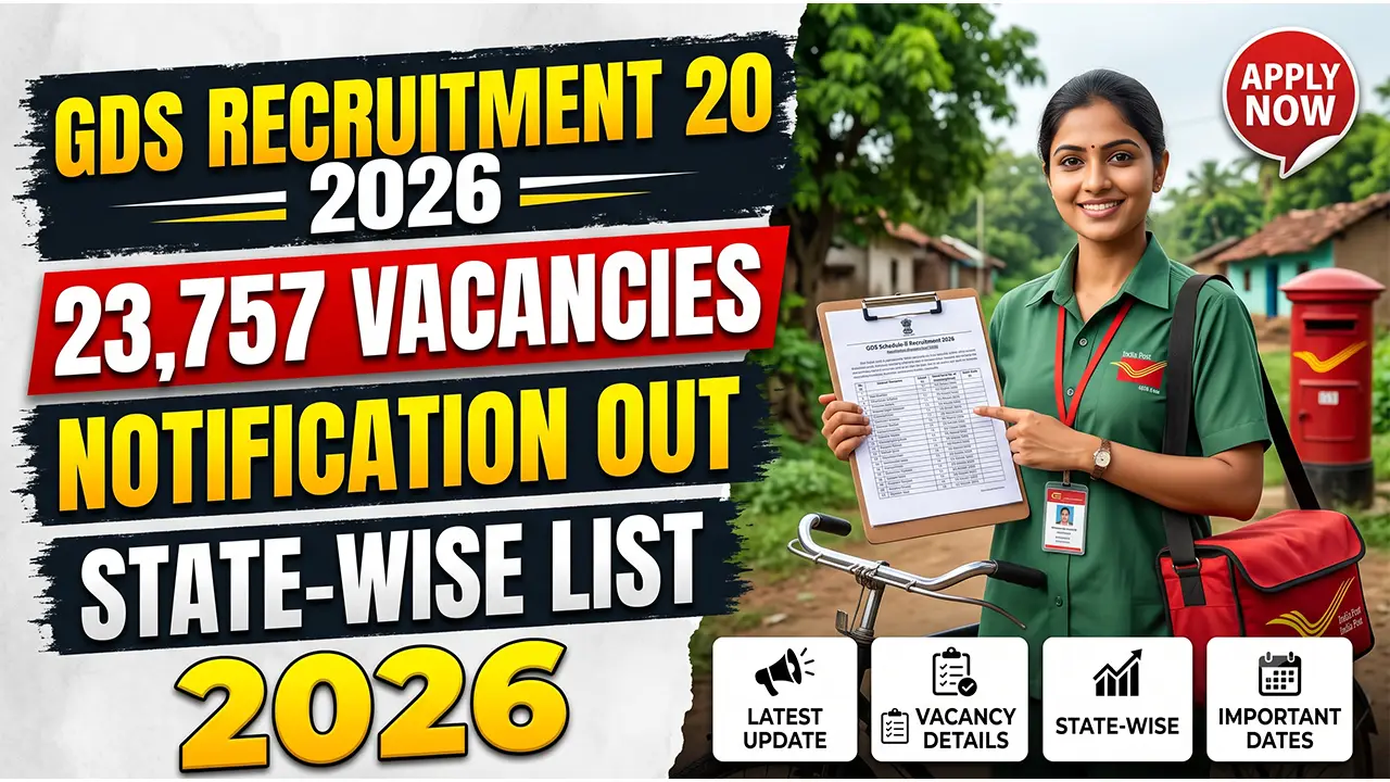 Official India Post logo and recruitment banner for the Gramin Dak Sevak GDS Vacancy 2026 highlighting 23,757 posts.