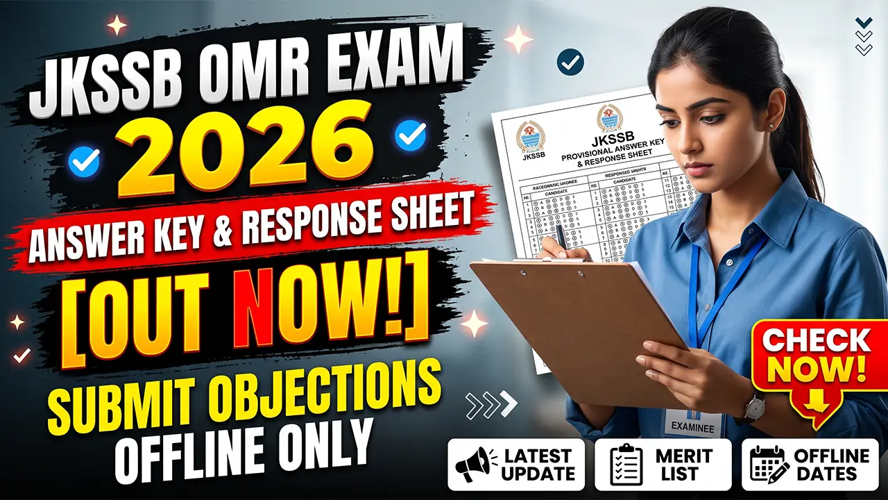 JKSSB Answer Key 2026 official portal displaying response sheet download links for OMR exams.