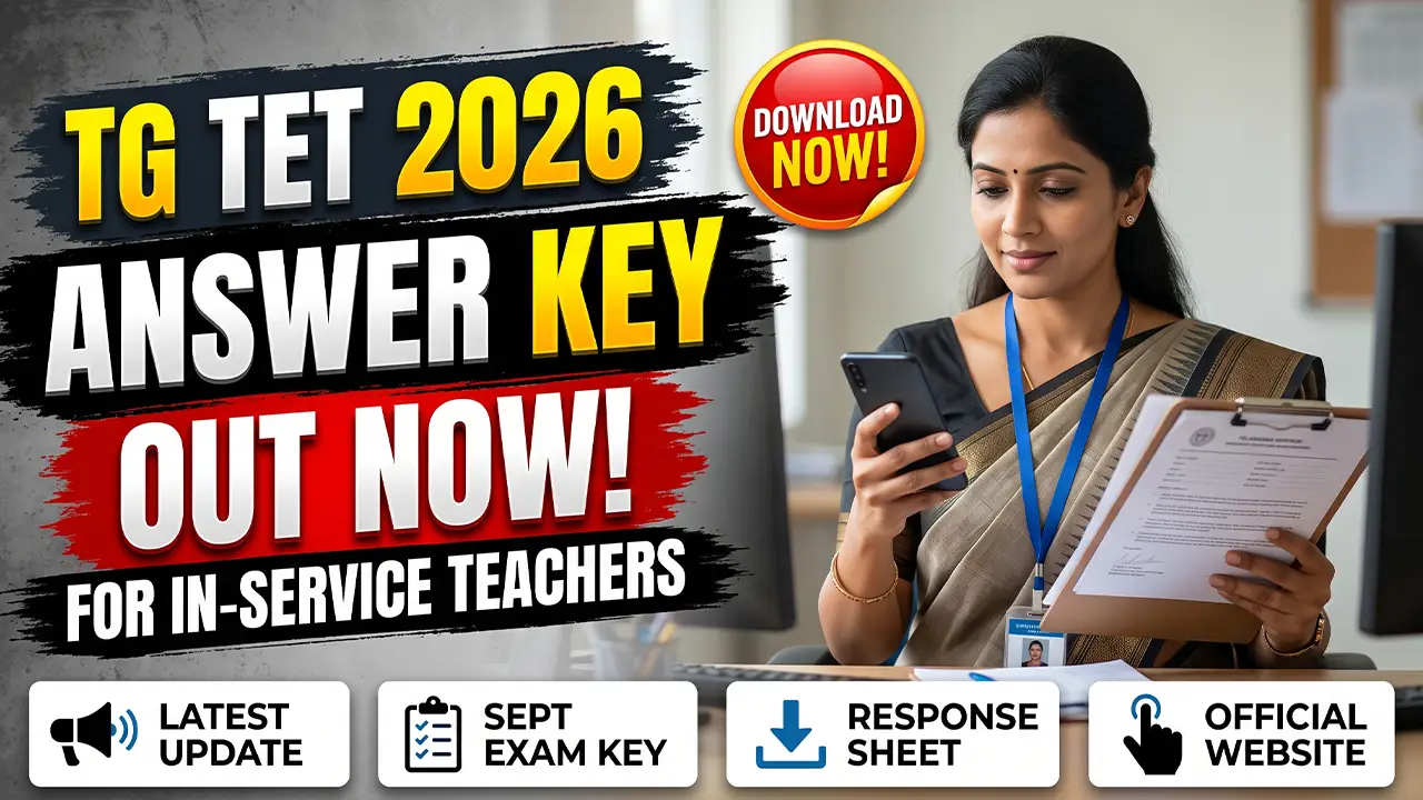 Official portal of the Telangana Teacher Eligibility Test displaying the TG TET Answer Key 2026 download link.