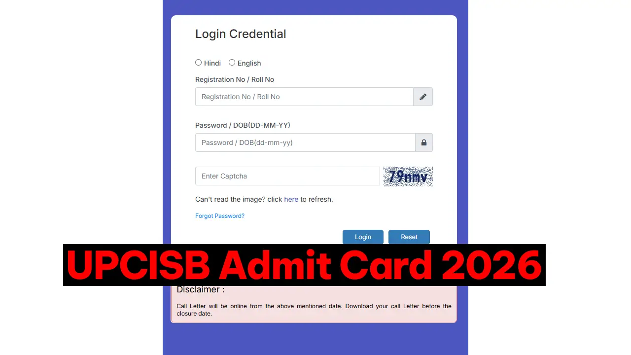 UPCISB Admit Card 2026 download portal for 2,085 vacancies on upcisb.upsdc.gov.in