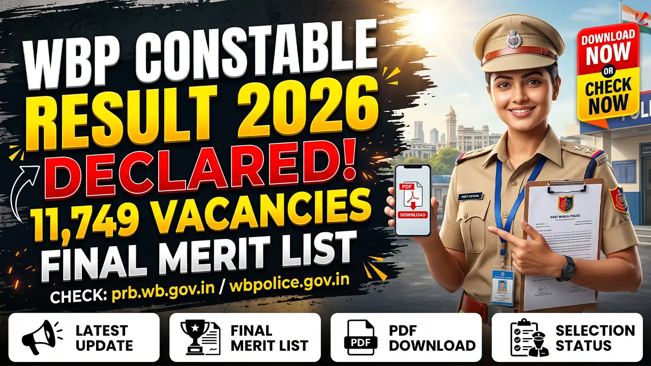 West Bengal Police Recruitment Board official website portal displaying the WBP Constable Result 2026 download link
