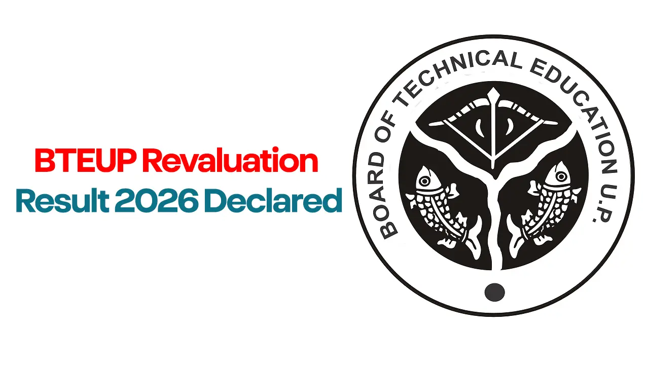 Official website homepage of the Board of Technical Education Uttar Pradesh displaying the BTEUP Revaluation Result 2026 link.