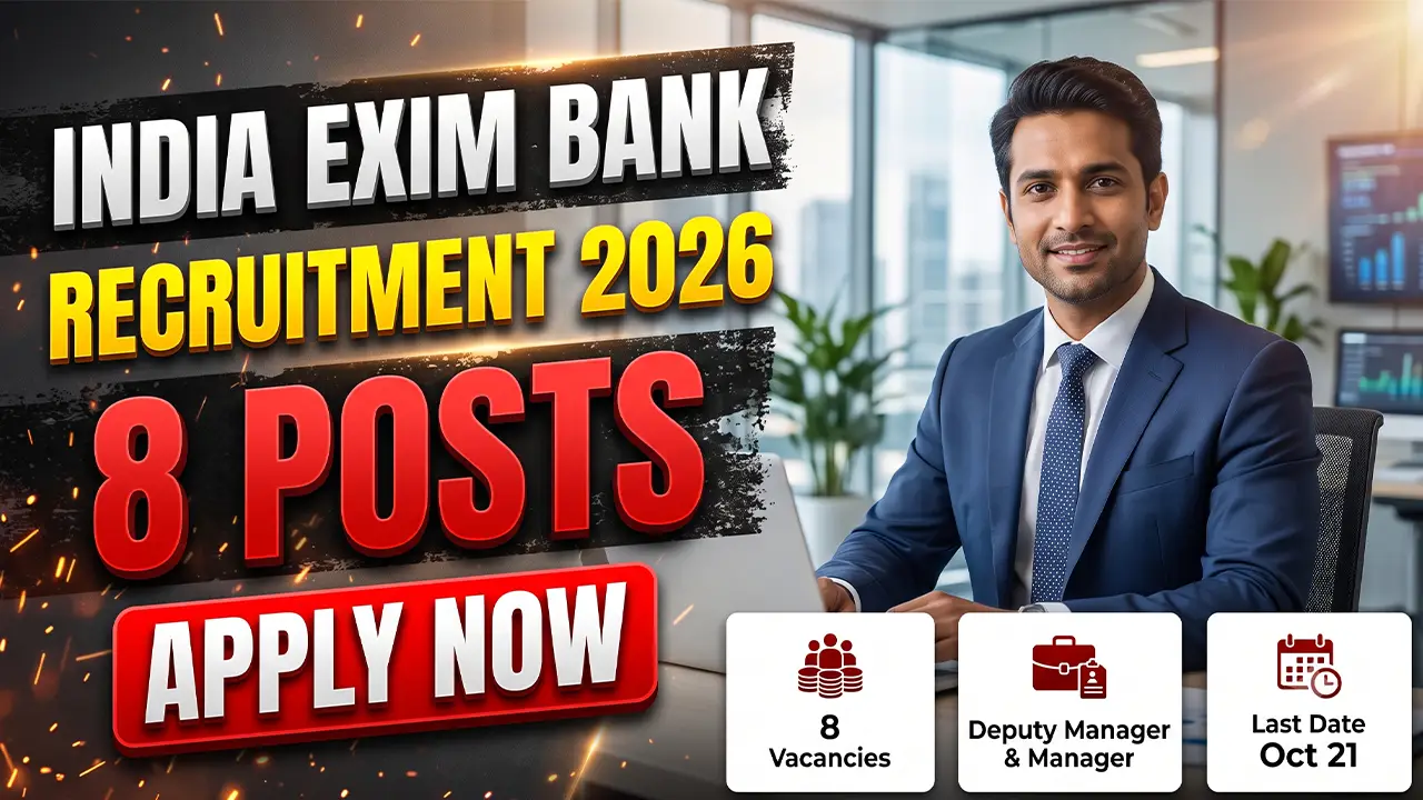 Exim Bank Recruitment 2026 official notification details for Deputy Manager and Manager backlog vacancies.