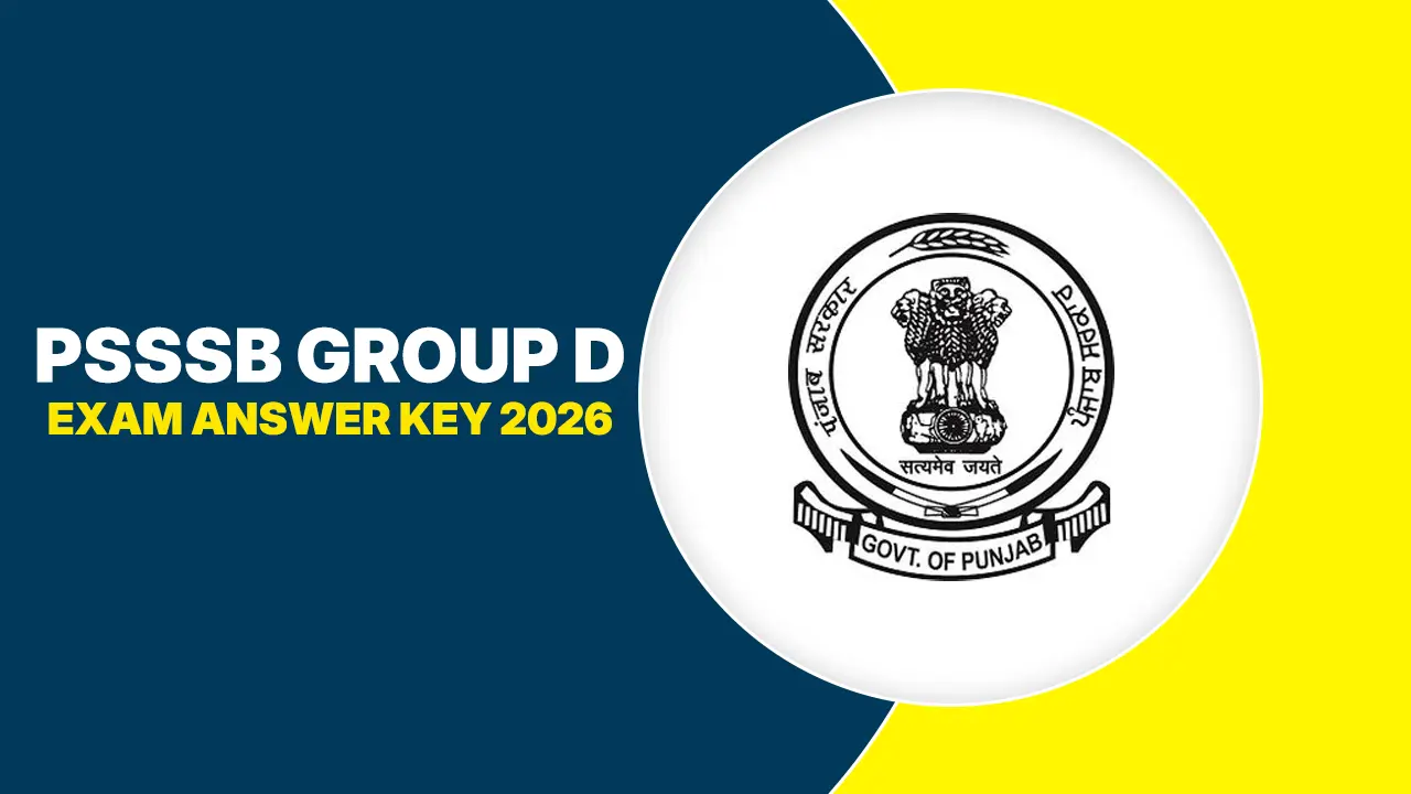 Official PSSSB portal homepage displaying the direct download link for the Group D Answer Key 2026