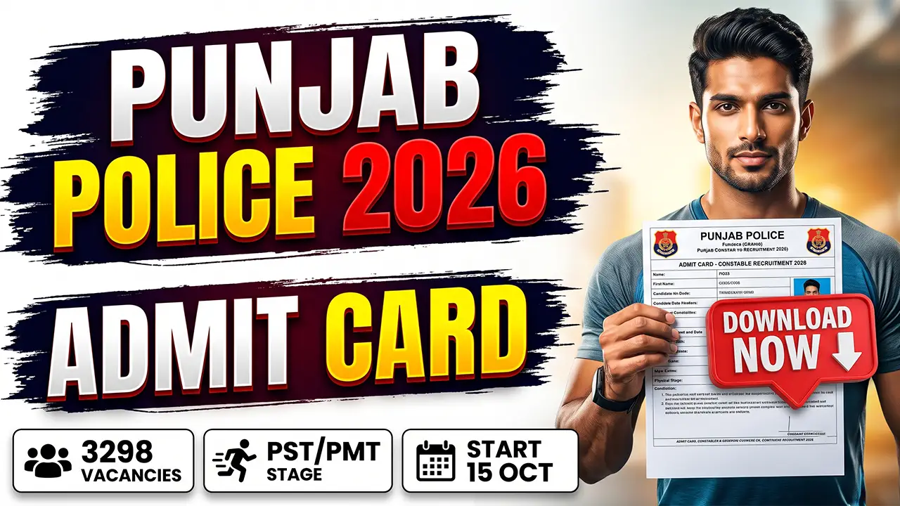 Punjab Police Constable Admit Card 2026 download portal for PST and PMT on punjabpolice.gov.in