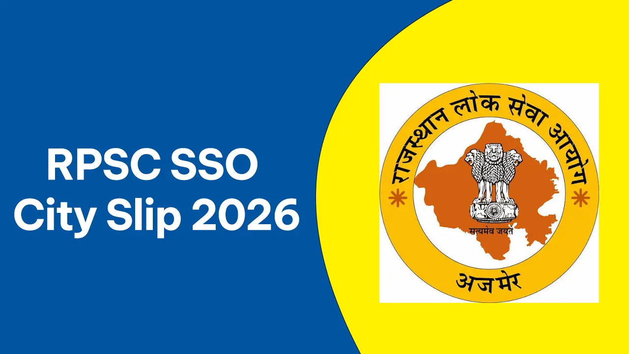 Official screenshot of the RPSC SSO City Slip 2026 release notification on the portal.