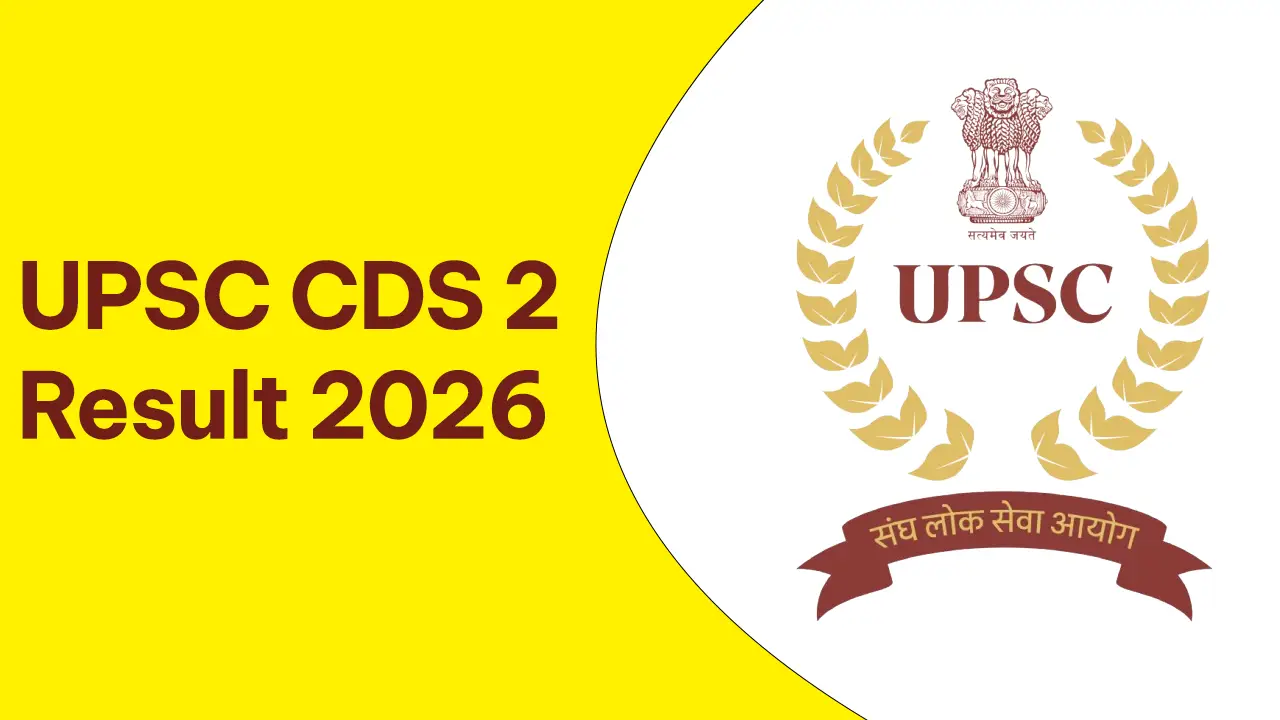 UPSC official headquarters building alongside the text UPSC CDS 2 Result 2026 download scorecard PDF